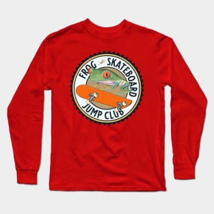 Cute Funny Red Eyed Tree Frog Riding Skateboard Long Sleeve T-Shirt